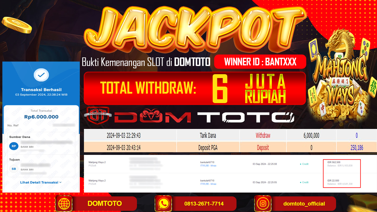 JACKPOT MENANG SLOT MAHJONG WAYS2  03 SEPTEMBER 2024